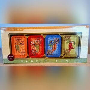 NIB Certified International Kate McRostie Santa Fe 5 Piece Appetizer Dish Set